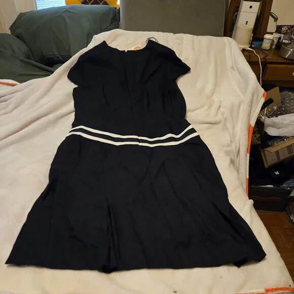 NWT Talbots Navy Cap Sleeve Drop Waist Shift - Picture 2 of 4